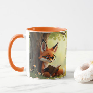 Taza Zorro lindo leyendo un libro, personalizado para n
