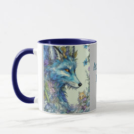 Taza zorro mítico, flores. Nombre modificable