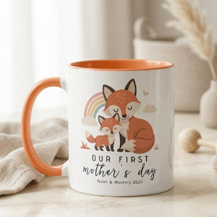 Taza Zorro pastel mamá bebé primer día de la madre arco