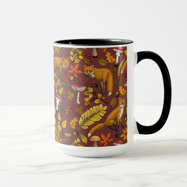Taza zorros otoñales sobre marrón chocolate (Derecha)