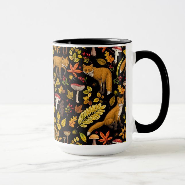 Taza zorros otoñales sobre negro (Derecha)