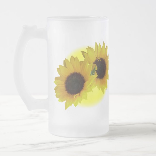 Tazas amarillas alegres del girasol de la taza de (Izquierda)