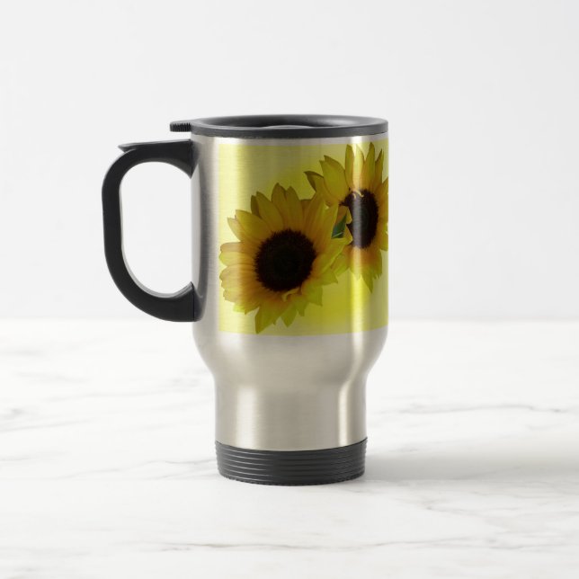 Tazas amarillas alegres del girasol de la taza de (Izquierda)