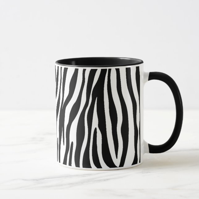Tazas blancos y negros de la raya de la cebra (Derecha)