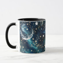 Tazas - Café de lujo de fase lunar celeste azul hi