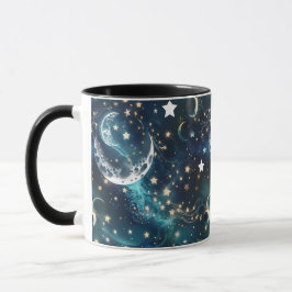Tazas - Café de lujo de fase lunar celeste azul hi
