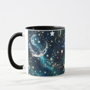 Tazas - Café de lujo de fase lunar celeste azul hi