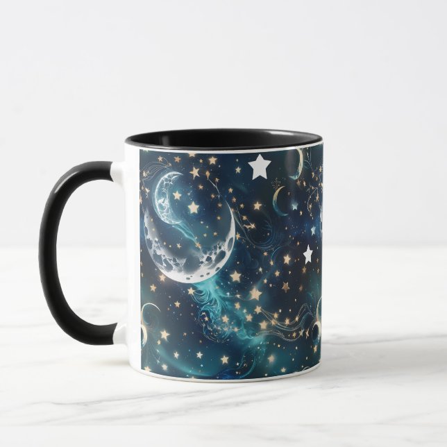 Tazas - Café de lujo de fase lunar celeste azul hi (Izquierda)
