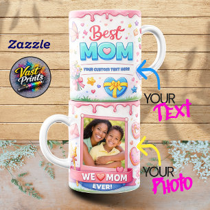 Tazas con collage de fotos personalizadas rosa 'Am