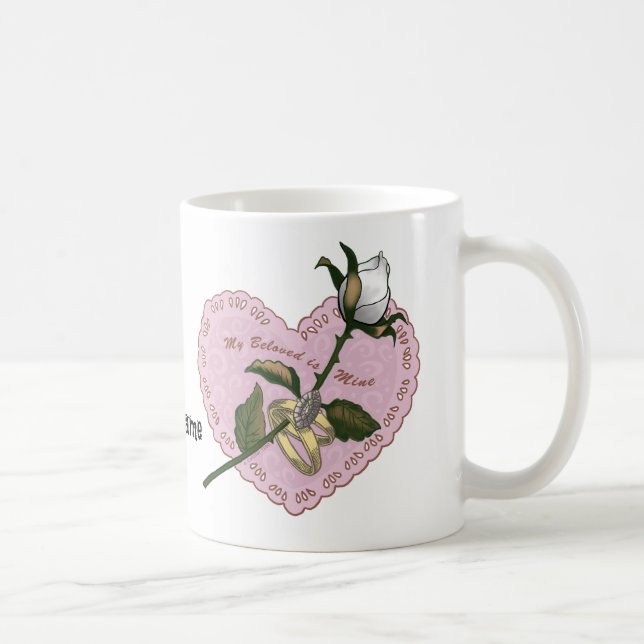 Tazas con corazón de rosa querida (Derecha)