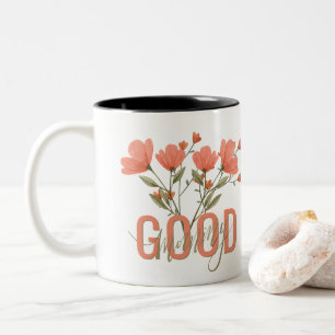 tazas con flores y buenos días