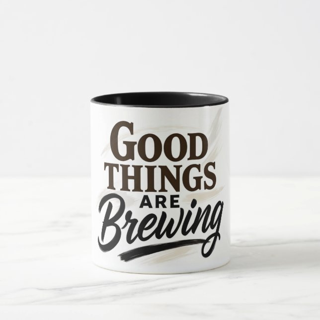 Tazas con la cita "Cosas Buenas Están en Marcha" (Centro)