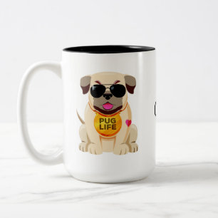 Tazas con nombre personalizado Pug Life