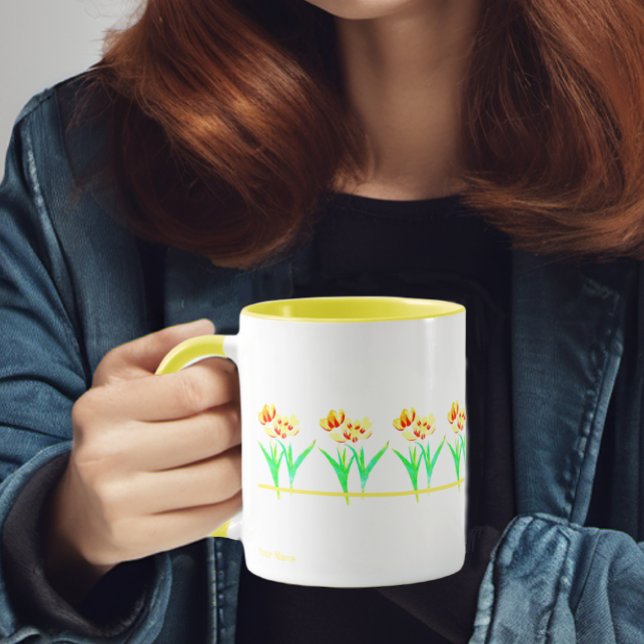 Tazas con Tulipanes Amarillos y Texto (Subido por el creador)
