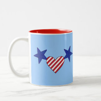 Tazas Corazón Rojo Blanco Azul Estrellas y Franjas
