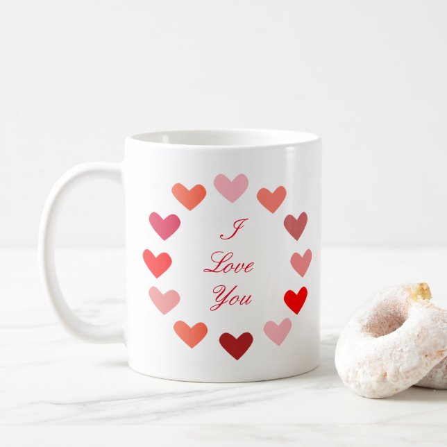 Tazas Corazones en Círculo Te Amo (Con donut)