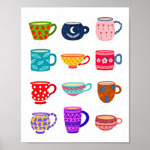 Tazas de Acuarela Brillantes para Decoración de Pa