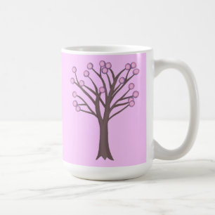 Tazas de árbol con lunares rosados y morados en ca