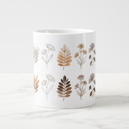 Tazas de arte de línea botánica