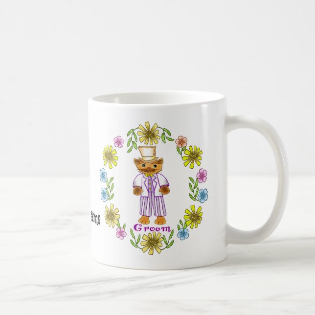 Tazas de boda de gato novia novio (Derecha)