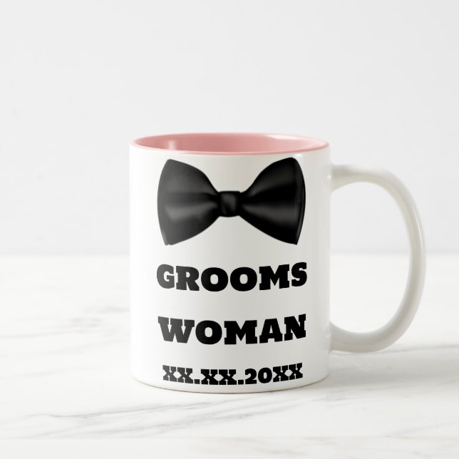 Tazas De Bodas De Dama De Honor Nombre Novio Mujer (Derecha)