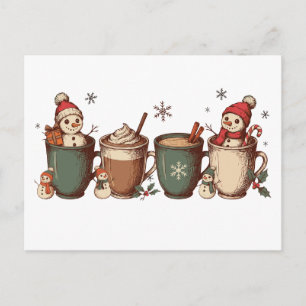 Tazas de cacao caliente de Navidad muñecos de niev
