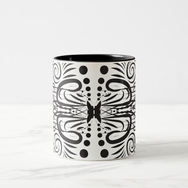 Tazas de café artísticas en negro y blanco (Centro)