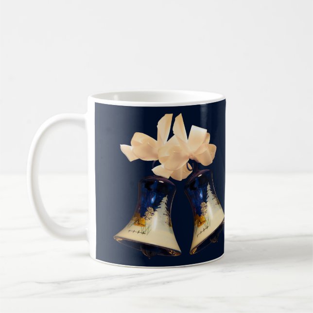 Tazas de café azules campanas de Navidad (Izquierda)