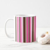 Tazas de café clásicas con rayas marrones y rosada