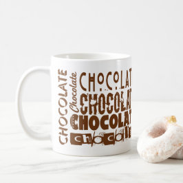 Tazas de café con arte de tipografía de chocolate