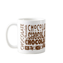 Tazas de café con arte de tipografía de chocolate