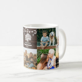 Tazas de café con collage de fotos de reunión fami