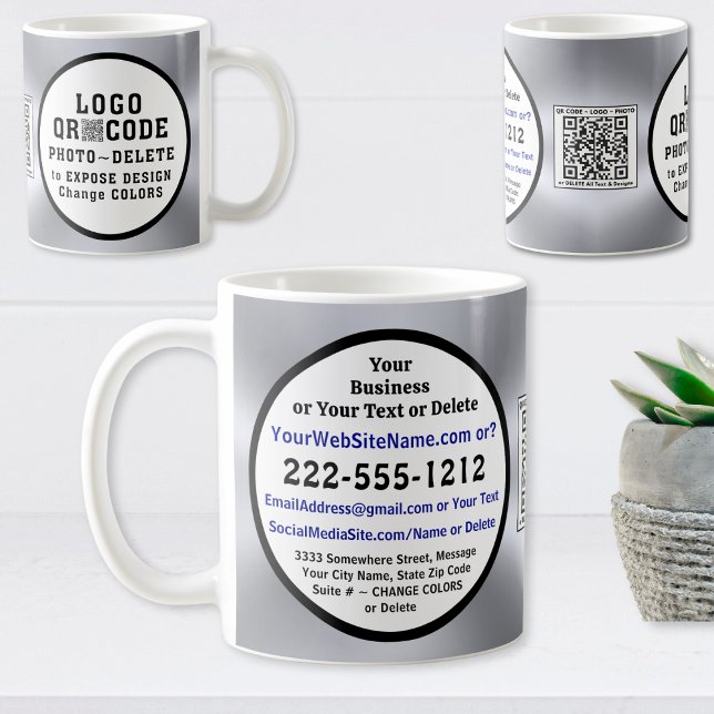 Tazas de café con LOGO de la empresa, CÓDIGO QR, F (Customer appreciation gifts with Logo, QR Code and or Photo. Personalized Promotional gifts. Product)