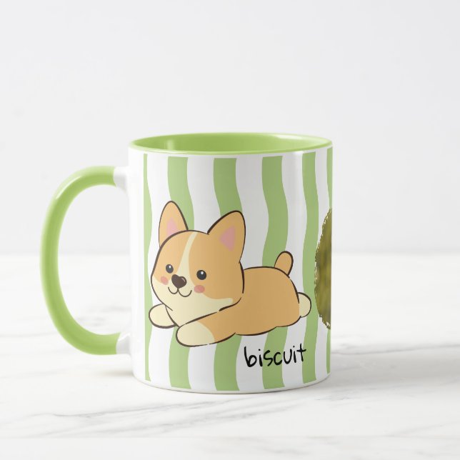Tazas de café con nombre y rayas onduladas verdes  (Izquierda)