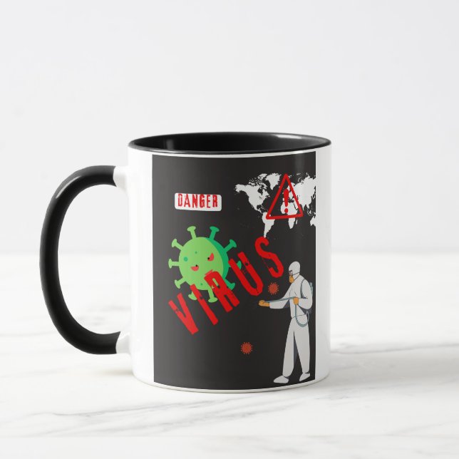 Tazas de café con patrón de virus (Izquierda)
