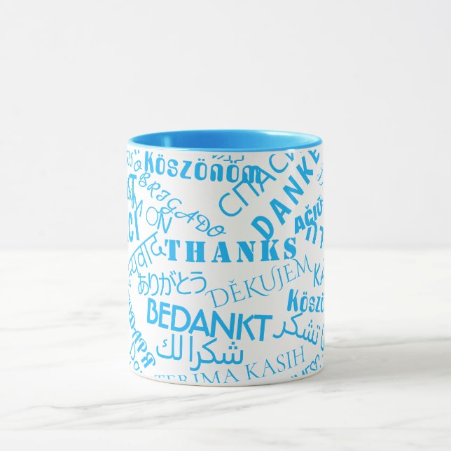 Tazas de café de agradecimiento en varios idiomas  (Centro)