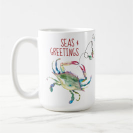 Tazas de café de cangrejo de Navidad de playa