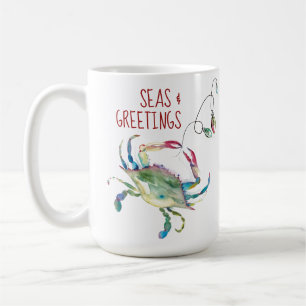 Tazas de café de cangrejo de Navidad de playa