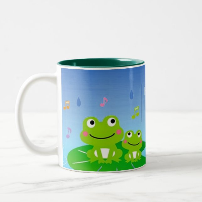 Tazas de café de dos tonos de simpáticos sapitos f (Izquierda)