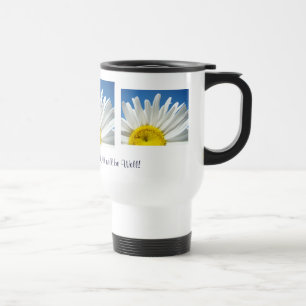 Tazas de café de margaritas blancas Cielo azul ¡La