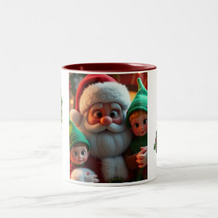 Tazas de café de Navidad Santa y sus elfos