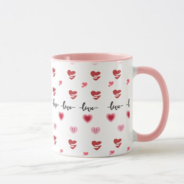 Tazas de café del día de San Valentín tema rosa (Derecha)