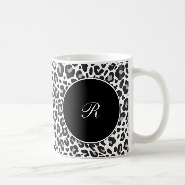 Tazas de café del leopardo del monograma (Derecha)