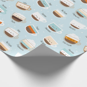 Tazas de café en papel de envoltura azul claro
