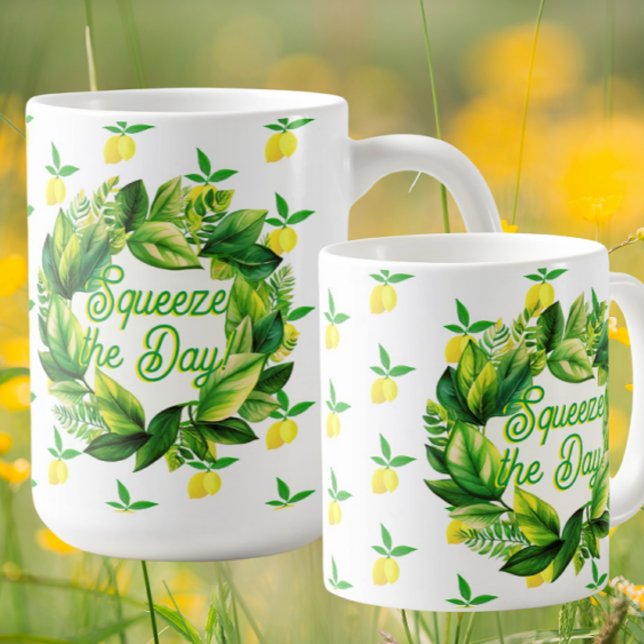 Tazas de café ¡Exprime el día con limones amarillo (Squeeze the day!)