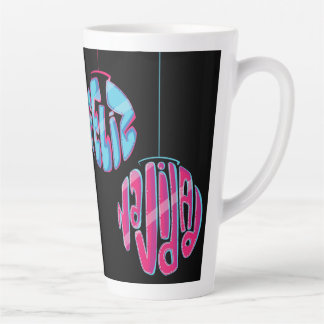 Tazas de café latte ilustración de "FELIZ NAVIDAD"