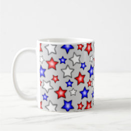 Tazas de café Patrióticas con Estrellas - Gris Cla