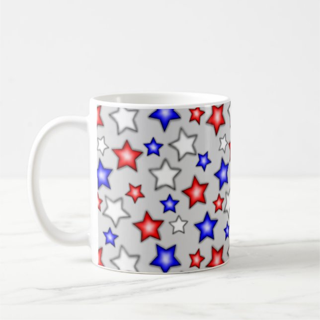 Tazas de café Patrióticas con Estrellas - Gris Cla (Izquierda)