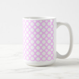 Tazas de café rosadas con lunares blancos