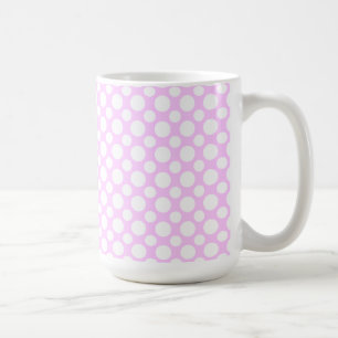 Tazas de café rosadas con lunares blancos